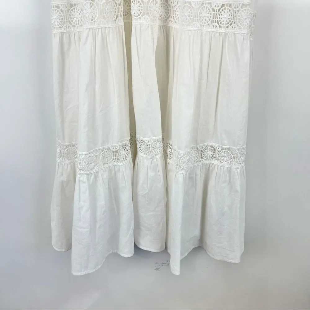 En Saison Tiered Lace Midi Prairie Dress Women's Size XS Cottage Core Festival - Picture 7 of 11